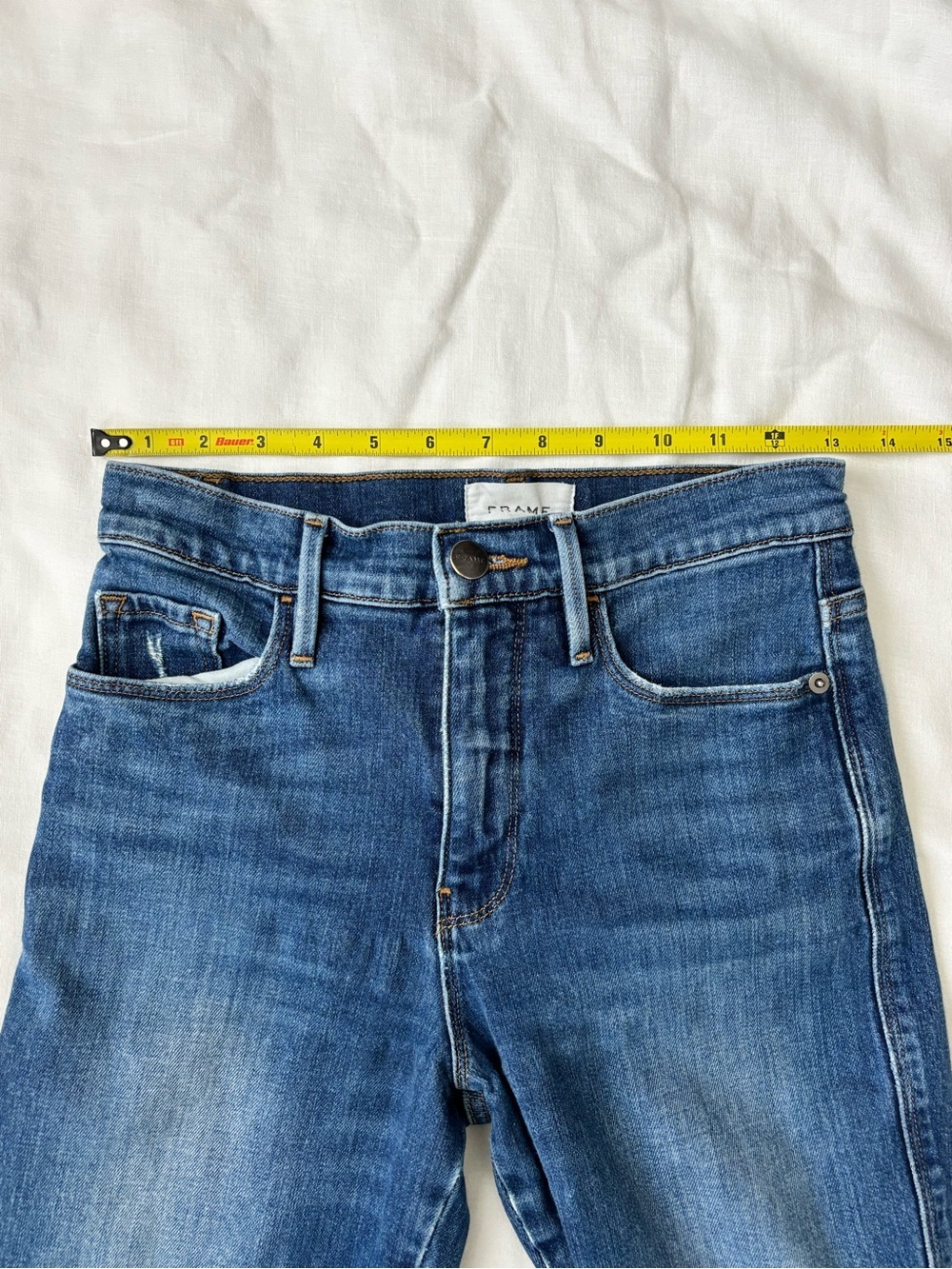 FRAME Le Pixie Sylvie Slender Straight Crop Jeans Women’s 25 Medium Wash - Picture 4 of 9